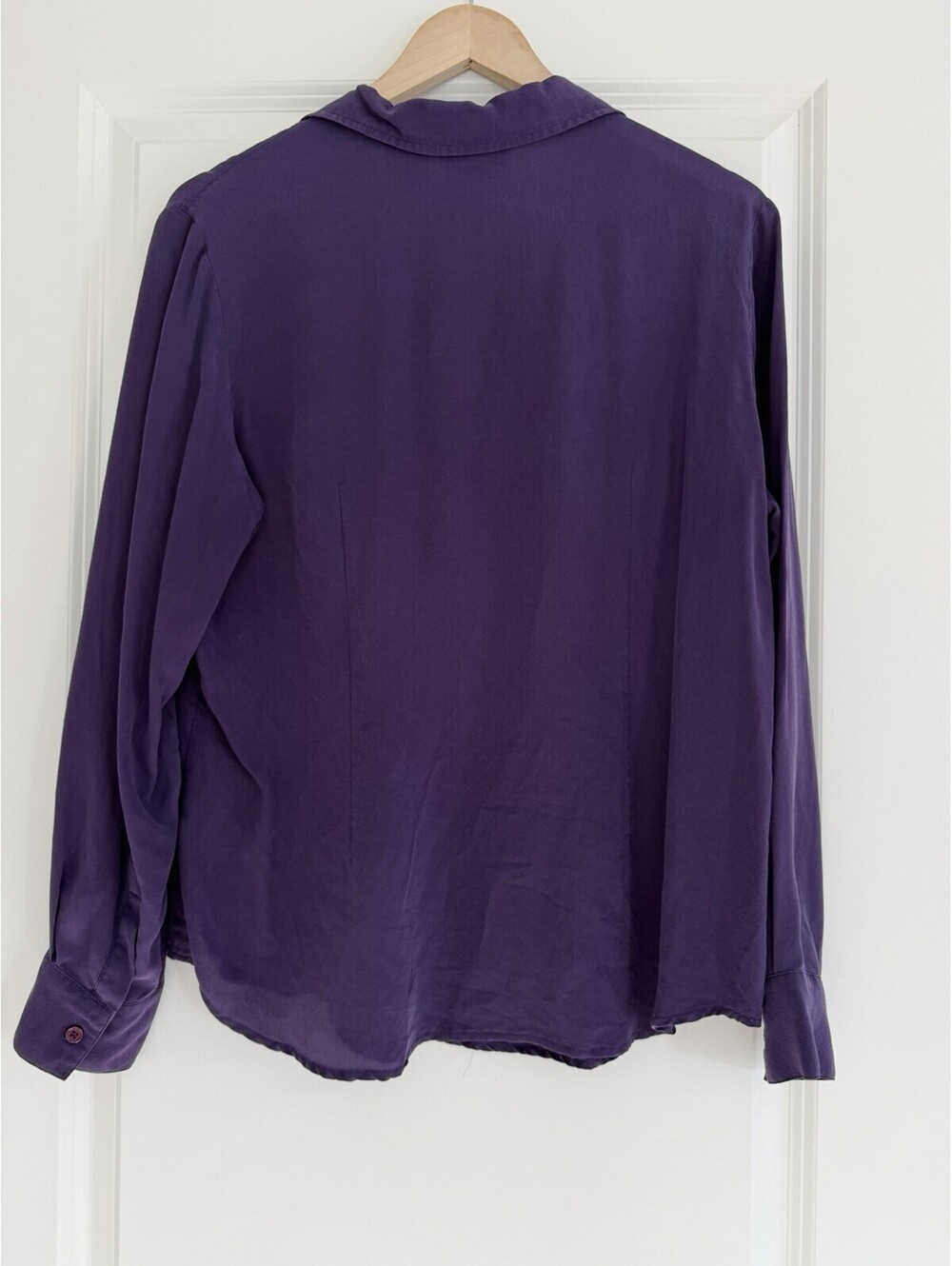 Kathy Ireland 100% Silk Vtg Purple Popover Blouse Size L Elegant Quiet Luxury - Picture 2 of 5